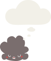 cartoon cloud with thought bubble in retro style png