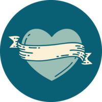 iconic tattoo style image of a heart and banner png