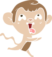 macaco de desenho animado de estilo de cor plana louco correndo png