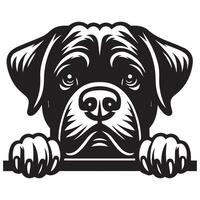 Dog Peeking - Mastiff Dog Peeking face illustration in black and white vector