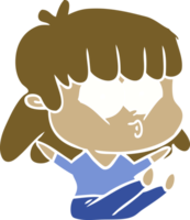 flat color style cartoon whistling girl png