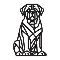 Polygonal Dog Outline - Geometric English Mastiff Dog illustration in black and white vector