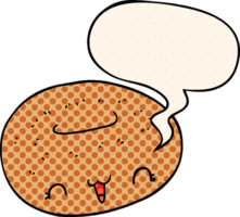 mignonne dessin animé Donut avec discours bulle dans bande dessinée livre style png