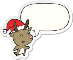 cartoon christmas reindeer with speech bubble sticker png