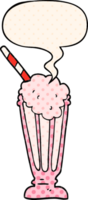 cartoon milkshake with speech bubble in comic book style png