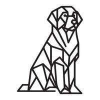 Polygonal Dog Outline - Geometric Golden Retriever Dog illustration in black and white vector