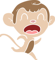 gritando macaco de desenho animado de estilo de cor plana correndo png