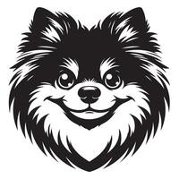 illustration of A mischievous Pomeranian Dog in black and white vector