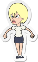 sticker of a cartoon annoyed woman png