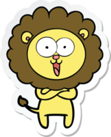 autocollant d'un lion de dessin animé heureux png