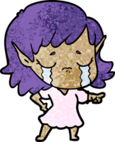 crying cartoon elf girl png