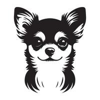 illustration of a Loving Chihuahua dog face in black and white vector