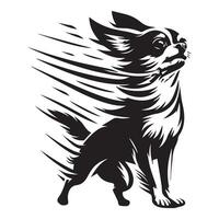 un chihuahua reaccionando a un fuerte viento posiblemente con orejas aleteo ilustración vector