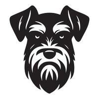 A Stern Schnauzer dog face illustration in black and white vector