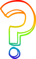 rainbow gradient line drawing of a cartoon question mark png