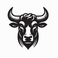 Cattle - A Dignified Bull face illustration in black and white vector