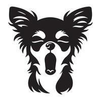 A Sleepy Chihuahua dog face illustration in black and white vector