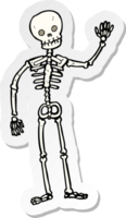 sticker of a cartoon waving skeleton png