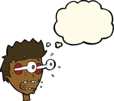 cartoon surprised man with eyes popping out with thought bubble png