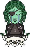 Retro Tattoo Style crying orc rogue character with natural one roll png