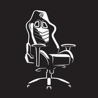 gaming chair with comfortable contours and headrest illustration in black and white vector