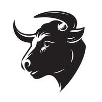 illustration of A Bull whispering in black and white vector