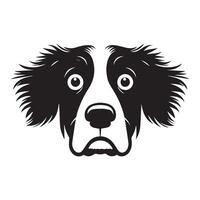 illustration of A Anxious English Springer Spaniel dog face in black and white vector