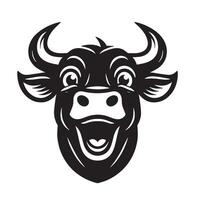 vacas - un emocionado toro cara ilustración en negro y blanco vector
