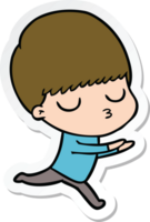 sticker of a cartoon calm boy png