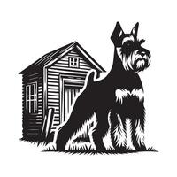 illustration of a Cozy Miniature Schnauzer in black and white vector
