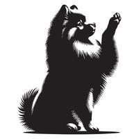 ilustración de un pomeranio perro sentado en negro y blanco vector