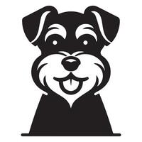 illustration of a Cheerful Schnauzer dog face in black and white vector