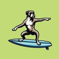 illustration of A Boxer Dog playing surfboards vector