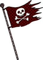 hand- getrokken tekenfilm tekening van een piraten vlag png