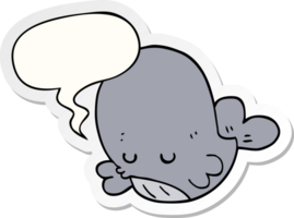 tekenfilm walvis met toespraak bubbel sticker png