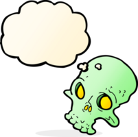 cartoon spooky skull with thought bubble png