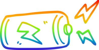 rainbow gradient line drawing of a cartoon battery png