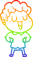 rainbow gradient line drawing of a laughing cartoon man png