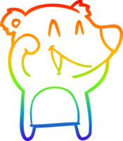 rainbow gradient line drawing of a laughing bear cartoon png