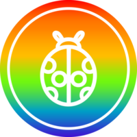 cute ladybug circular icon with rainbow gradient finish png