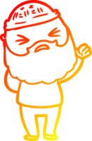 warm gradient line drawing of a cartoon man with beard png
