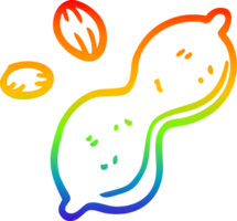 rainbow gradient line drawing of a cartoon peanut and shell png