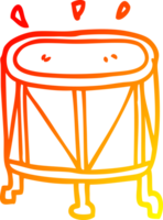 warm gradient line drawing of a cartoon drum on stand png