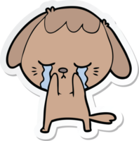 sticker of a cute puppy crying cartoon png