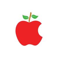 Red apple icon. Red apple with stalk and two leaves in Flat design. Bitten apple fruit. Graphic design element with fruit theme. vector