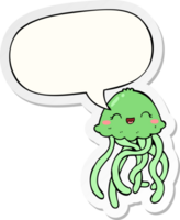 cute cartoon jellyfish with speech bubble sticker png