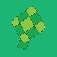 Delgado línea icono de un cuadrado ketupat en un verde antecedentes. religioso diseño elementos y fiesta celebraciones para musulmanes editable ketupat icono ilustración en eps10 formato vector