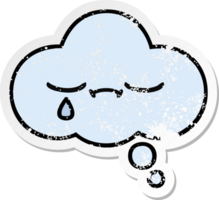 distressed sticker of a cute cartoon thought bubble png