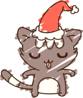 desenho de giz de gato de natal png