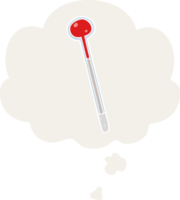 cartoon thermometer with thought bubble in retro style png